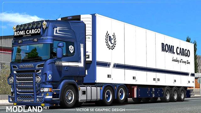 ROML Cargo RJL's Scania R 6-series and Ekeri trailers Deluxe Edition Skinpack