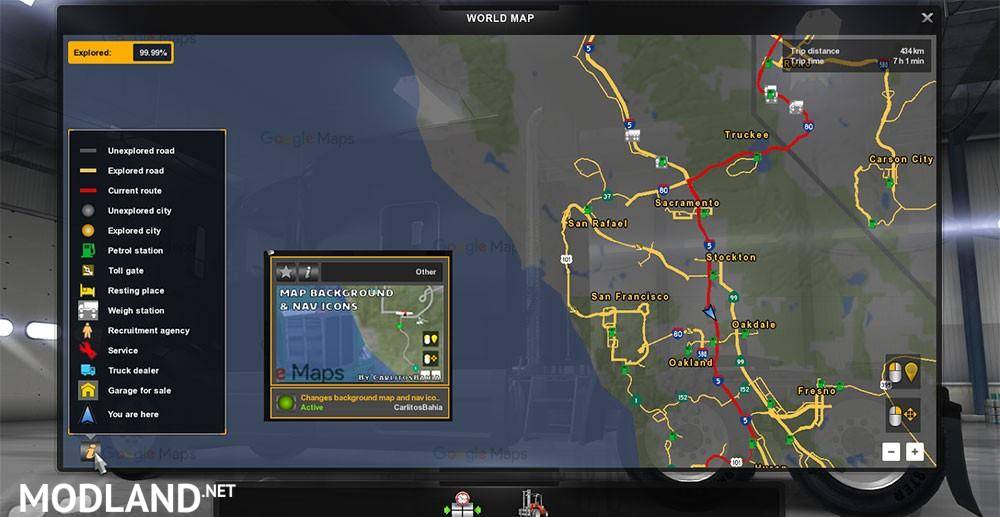 Background map and nav icons (map, gps and route advisor)