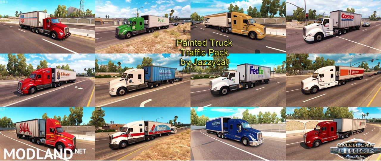 Painted truck and trailers traffic pack by Jazzycat