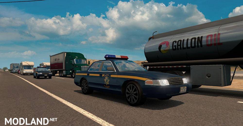 Separate California and Nevada Highway Patrol Cars