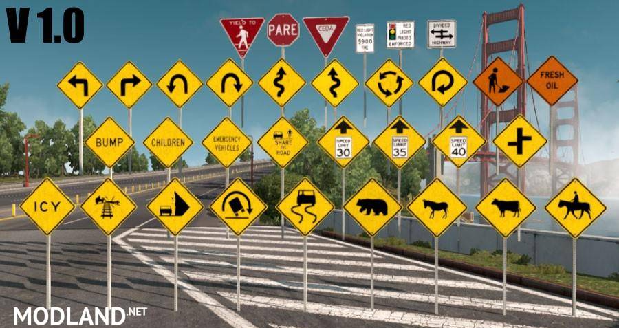 Traffic-Signs-Pack v 1.2 & Sign Assets for ATS
