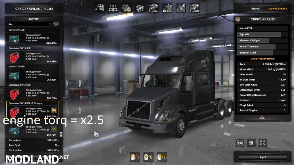 [ATS] Tank size + engine torque x2.5 for all Trucks