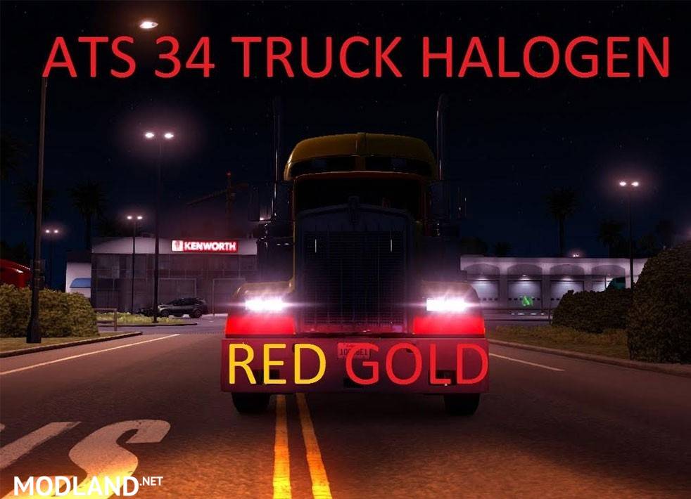 34 TRUCK HALOGEN RED-GOLD dipped and main beam