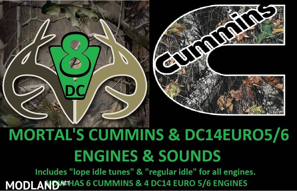 MORTAL'S Cummins & DC EURO Engines & Sounds V5.0 FOR ATS