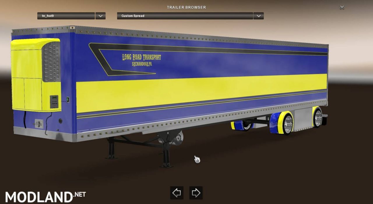Blue with yellow stripe Phantom spread axle reefer