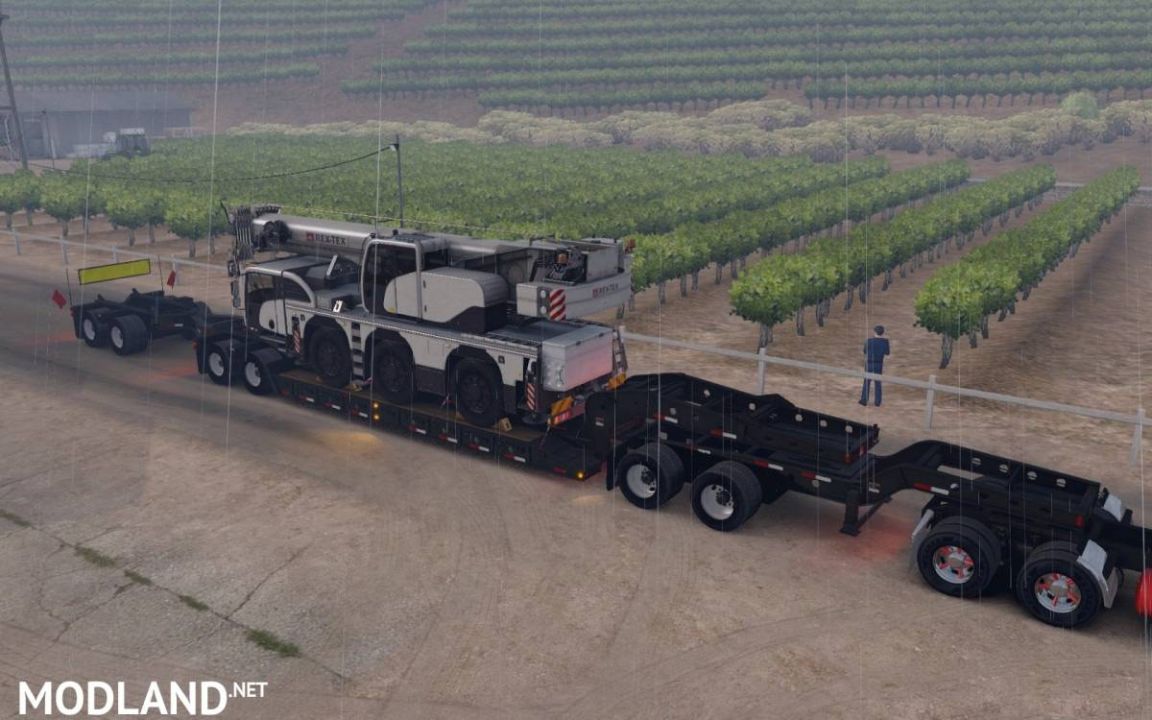 Long Oversized Trailer Magnitude 55l with a Load Off-road Crane