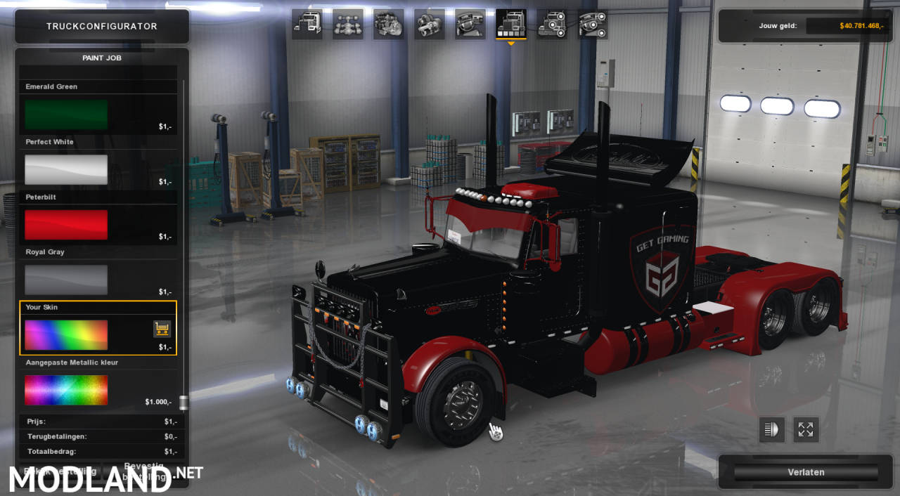 Peterbilt 389 truck + get-gaming skin