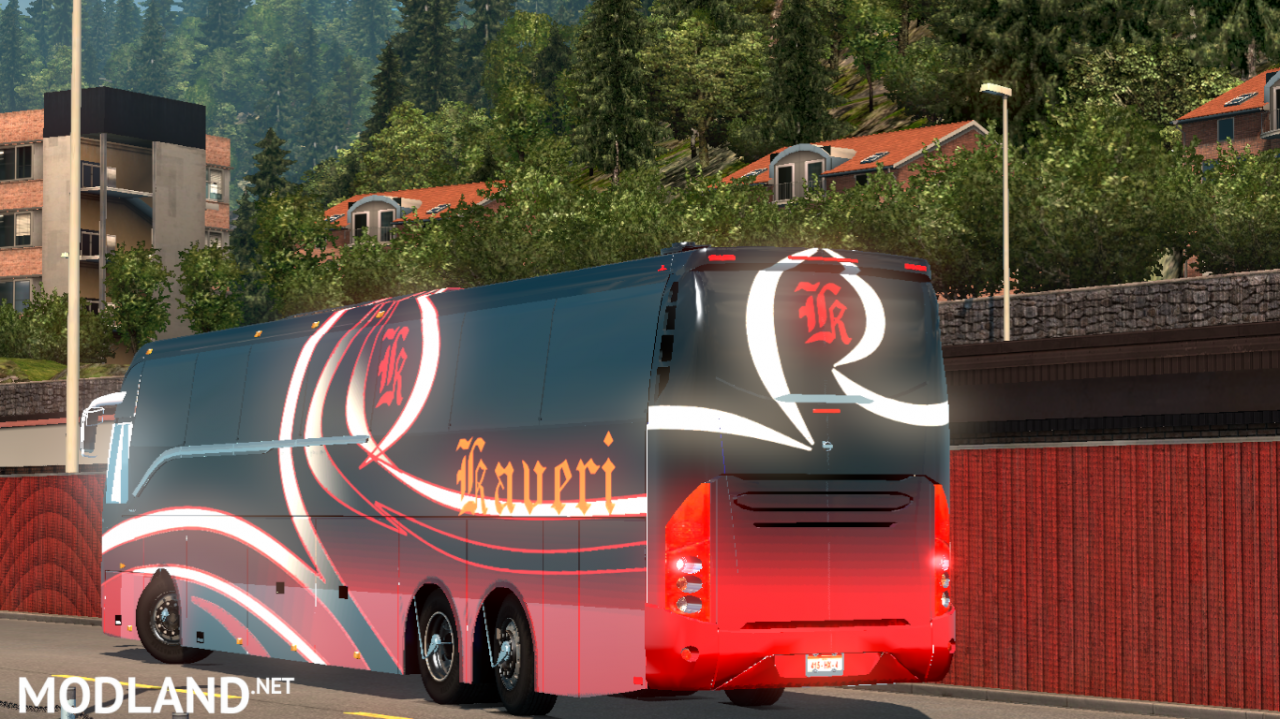 Facelifted Volvo bus mod with skins of Indian Volvo B9R, B11R + passengers 