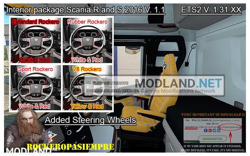 Interior package Scania R and S 2016 v 1.1 ETS2 1.31.x