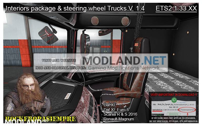 Interior package & steering wheel Trucks V.1.4 For 1.33.x