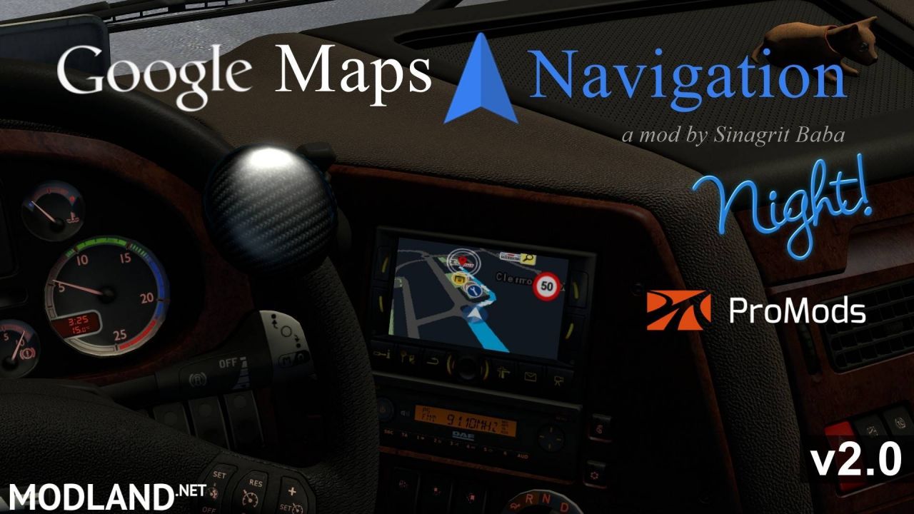ETS 2 - Google Maps Navigation Night Version for ProMods