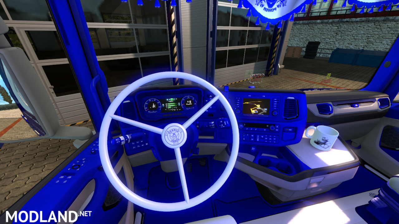 BLUE AND WHITE SCANIA NEXT GEN S AND R INTERIOR