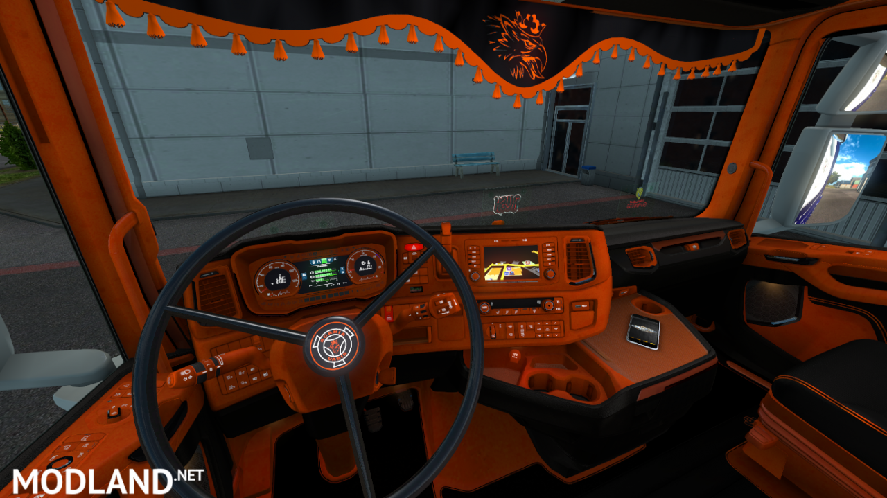 Orange and Black Scania Next Gen S and R Interior