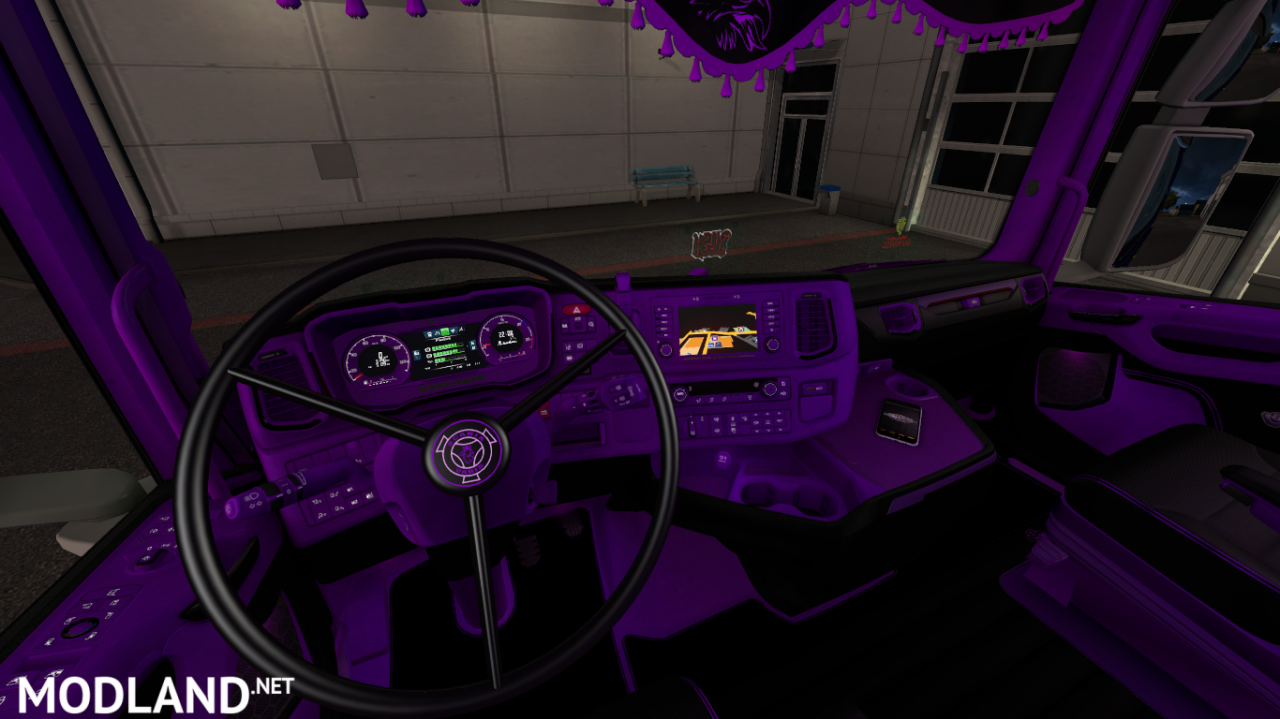 Purple and Black Scania Next Gen S and R Interior