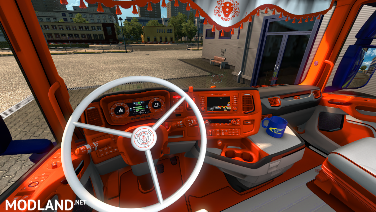 ORANGE AND WHITE SCANIA NEXT GEN S AND R INTERIOR