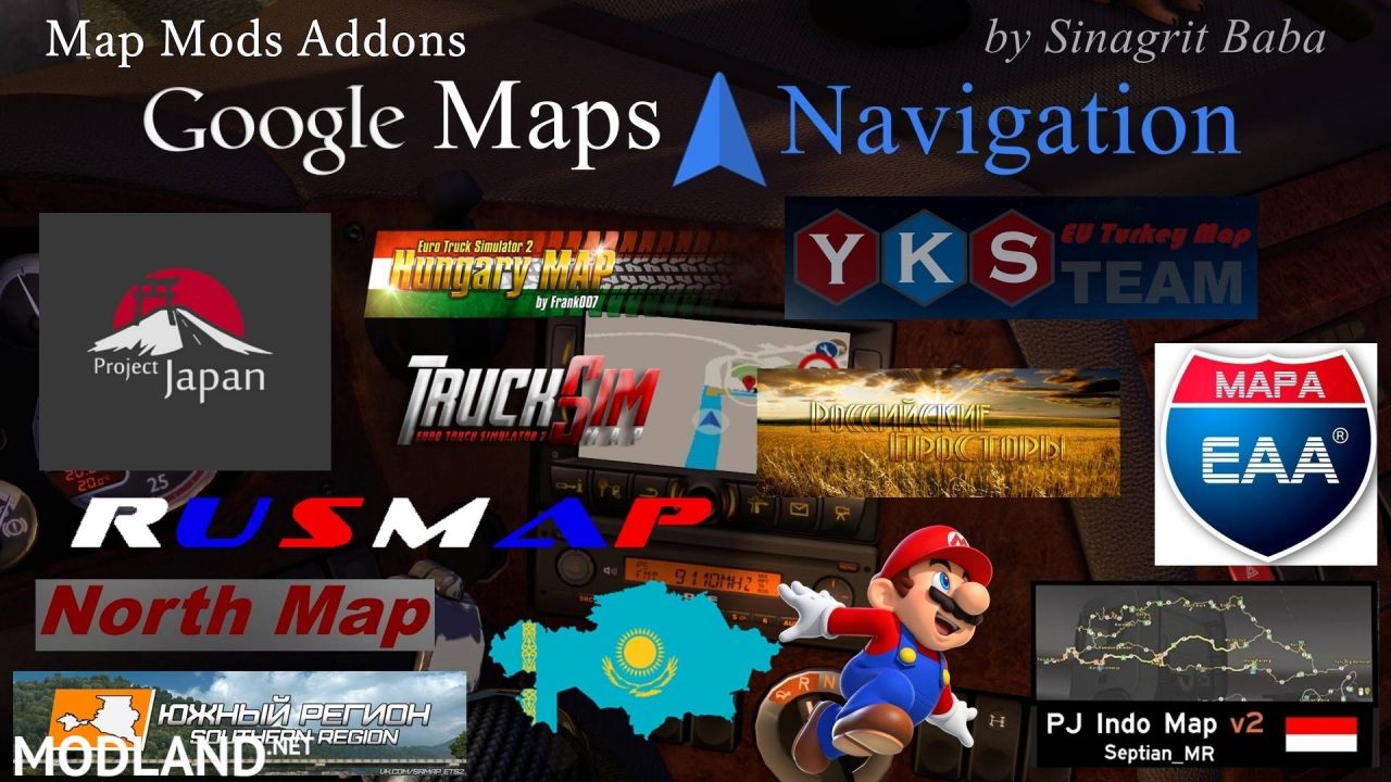 ETS 2 - Google Maps Navigation Normal & Night Version Map Mods Addons
