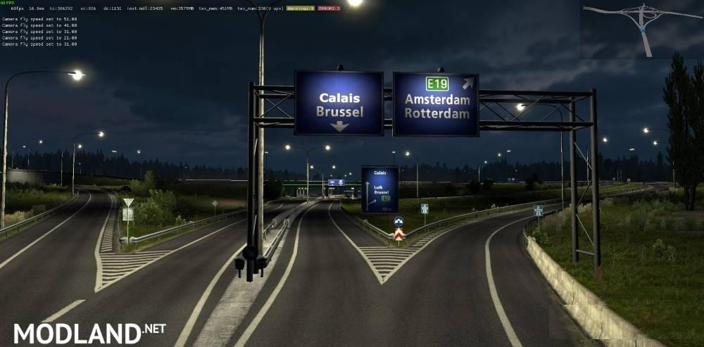 Rotterdam~Brussel Highway X Calais~Duisburg Road Intersection
