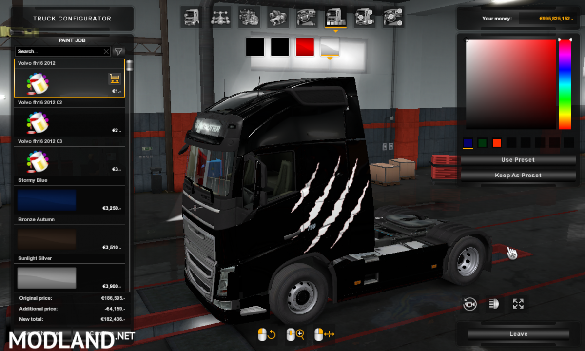 Volvo fh16 2012 Scar skin Paintable+Metalic