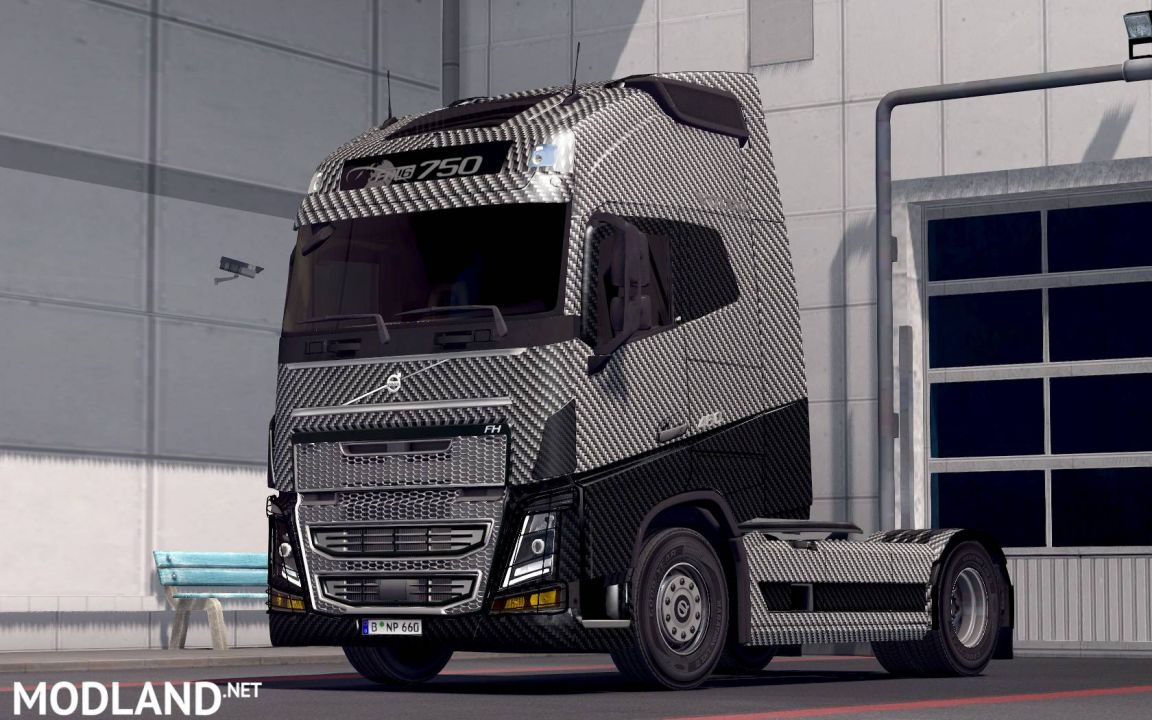 Carbon Fiber skin for both SCS Volvo FH 2012 and ohaha's Volvo FH 2013