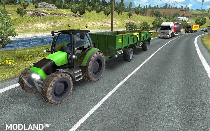 Tractor with Trailers in Traffic - ETS 2