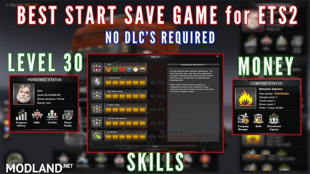 Best Start Save Game (with money and skills) for last Version