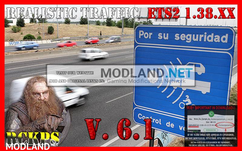 Realistic traffic 6.1 For Euro Truck Simulator 2 V.1.38.x