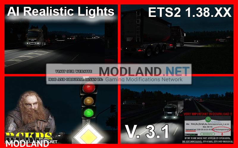 AI Realistic lights V. 3.1 For ETS2 1.38.x