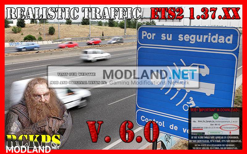 Realistic traffic 6.0 For Euro Truck Simulator 2 V.1.37.XX