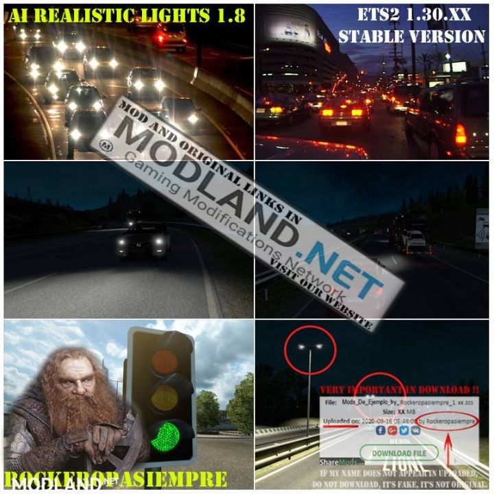 AI Realistic lights V 1.8 for ETS2 1.30.XX Stable Version