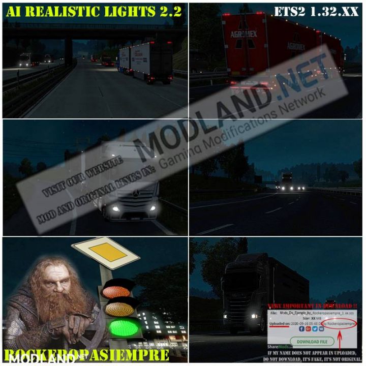 AI Realistic lights V 2.2 for ETS2 1.31.x