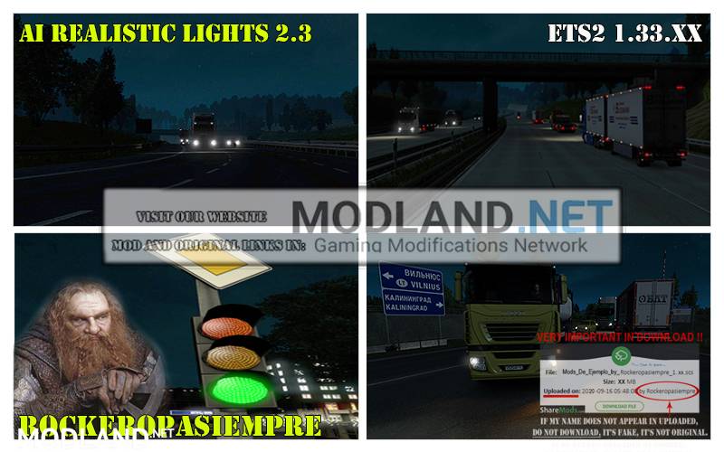 AI Realistic lights V 2.3 for ETS2 1.33.x
