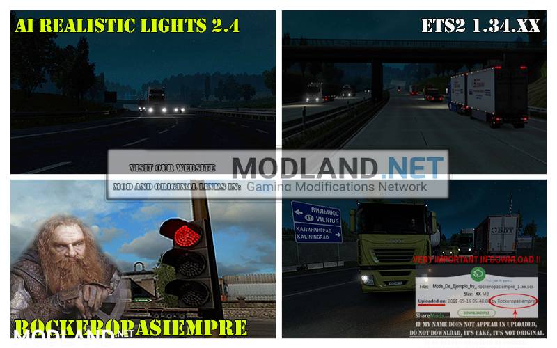 AI Realistic lights V 2.4 for ETS2 1.34.x