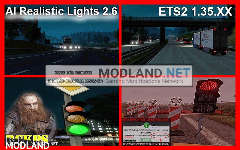AI Realistic lights V 2.6 for ETS2 1.35.x