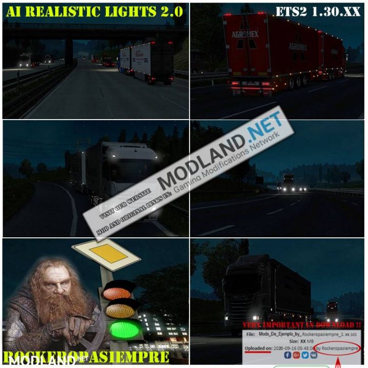 AI Realistic lights V 2.0 for ETS2 1.30.x