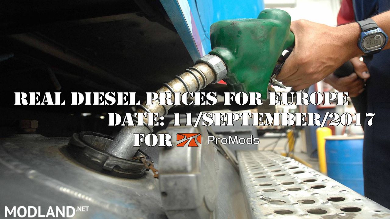 REAL DIESEL PRICES IN EUROPE FOR PROMODS 2.20 (DATE 11/09/2017)