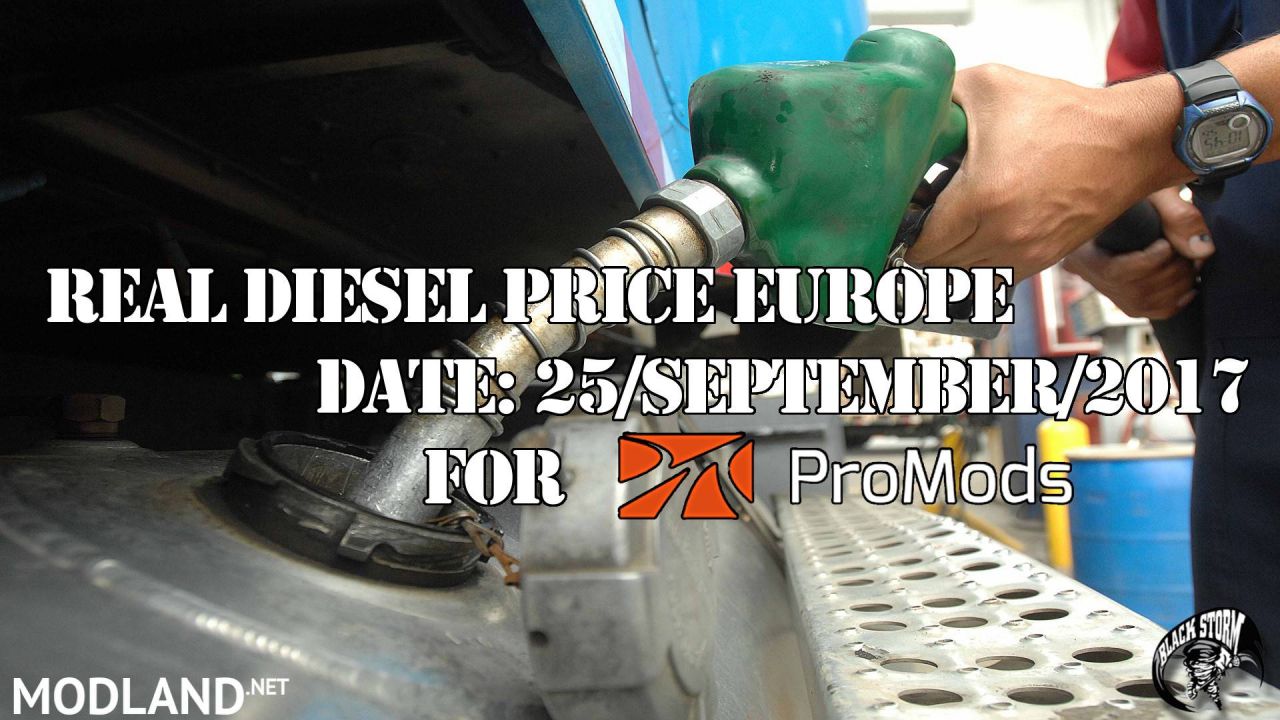Real Diesel Prices for Europe for ProMods 2.20 (date: 25/09/2017)