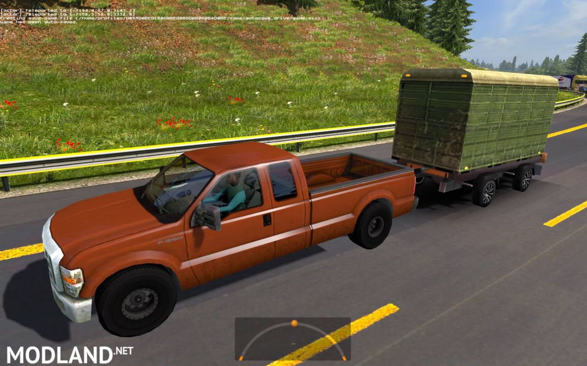 Ford 250 with trailers in traffic 1.35 