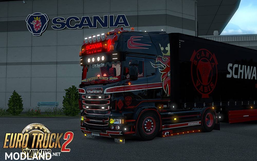 Scania RS (RJL) Black & Red Griffin Skin + Accessory Parts