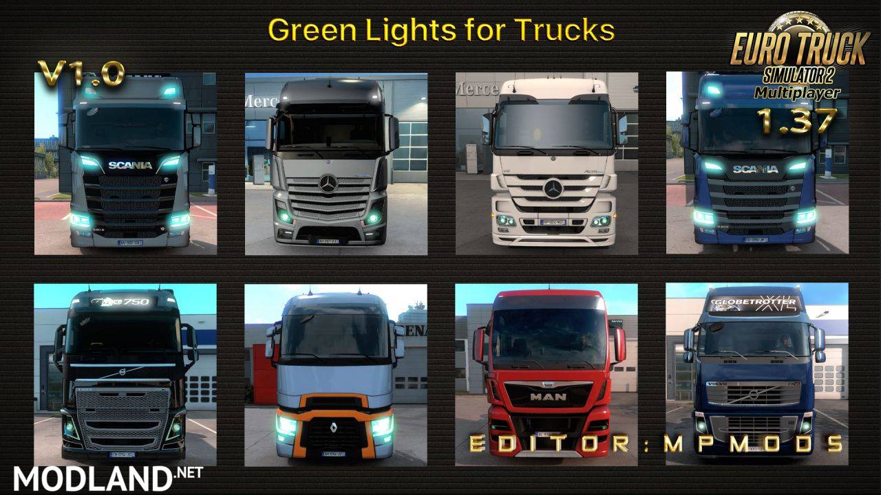 Green Lights For Trucks v 1.0 For Multiplayer ETS2 1.37