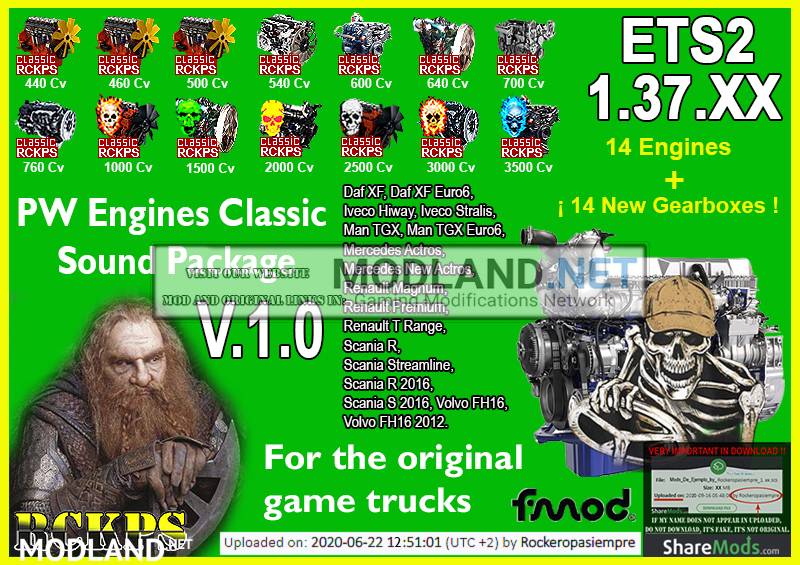 PW Engines Classic Sounds Pack ETS2 V.1.0 by RCKPS