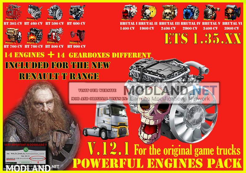 Pack Powerful engines + gearboxes V.12.1 for ETS2 1.35.x