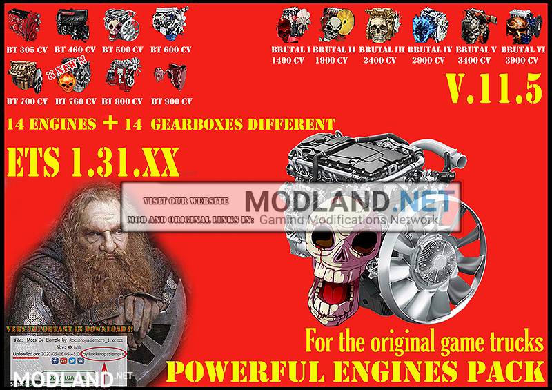 Pack Powerful engines + gearboxes v 11.5 for 1.31.x