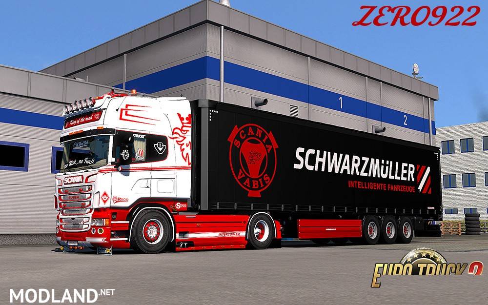 Scania RS 6 series (RJL) Red & White Custom Skin Combo Pack + Accessory Parts