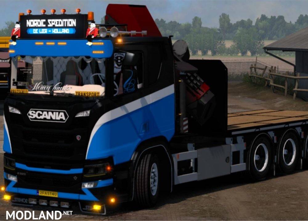 Scania Flatbed Crane Tandem Addon