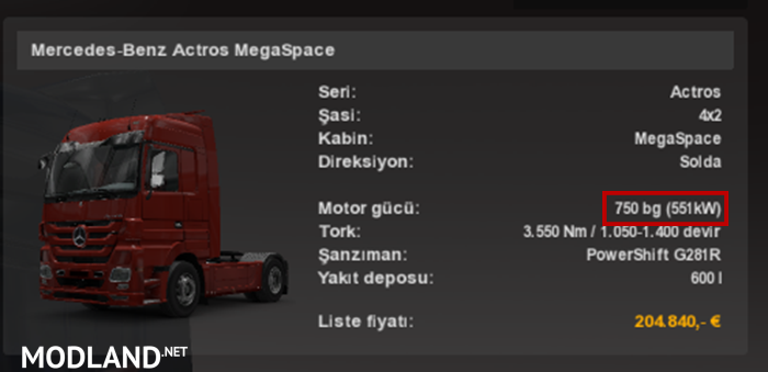 Mercedes Benz Actros 750hp (SP/MP)