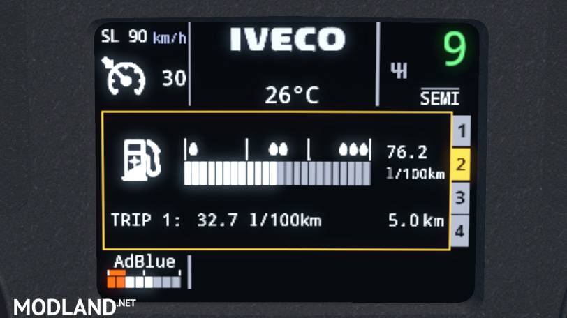 Iveco Hi-Way Realistic Dashboard Computer