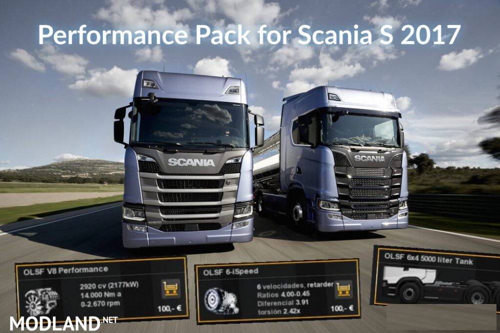 Performance Pack for Scania S 2017 (Engine+Gearbox+Fuel Tank) – 1.30.xx
