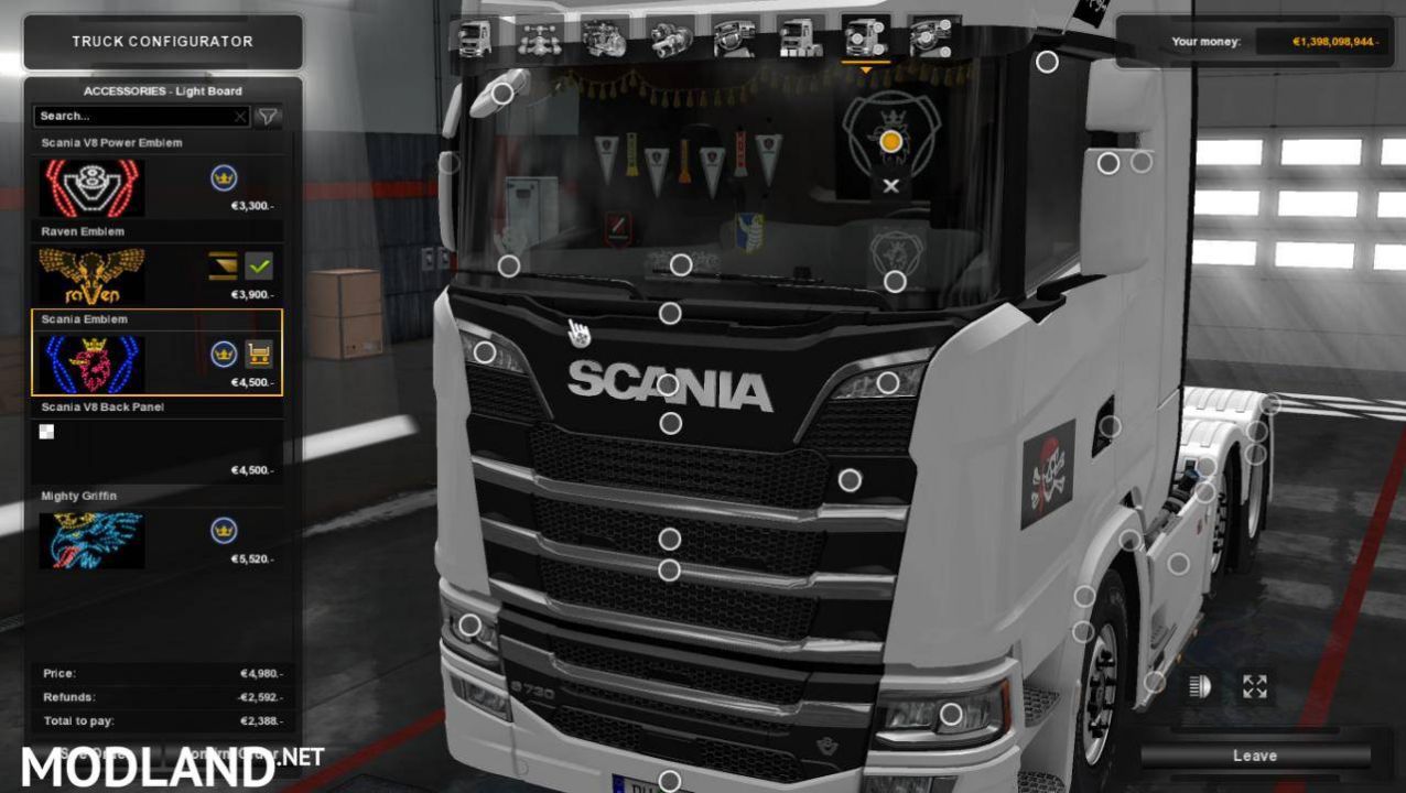 LED plate from scania (old) for scania S & R 2016