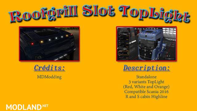 Roofgrill slot TopLight scania 2016