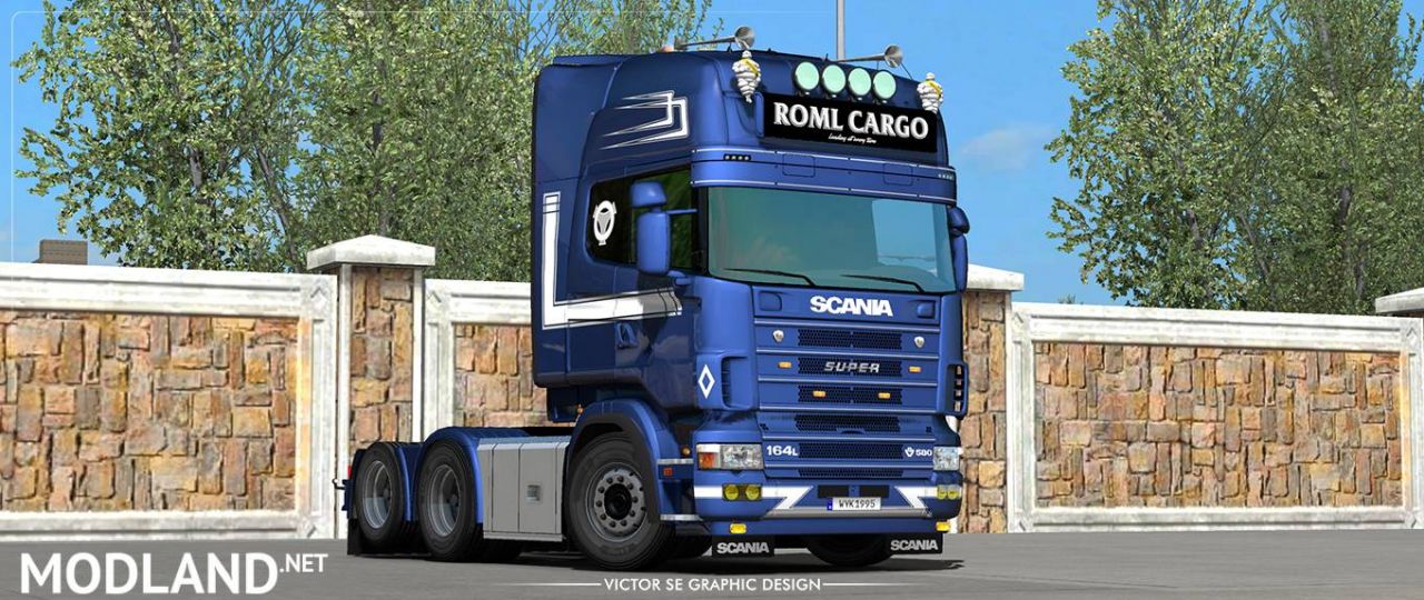 ROML Cargo Scania R 4-series and Krone flatbed Skinpack